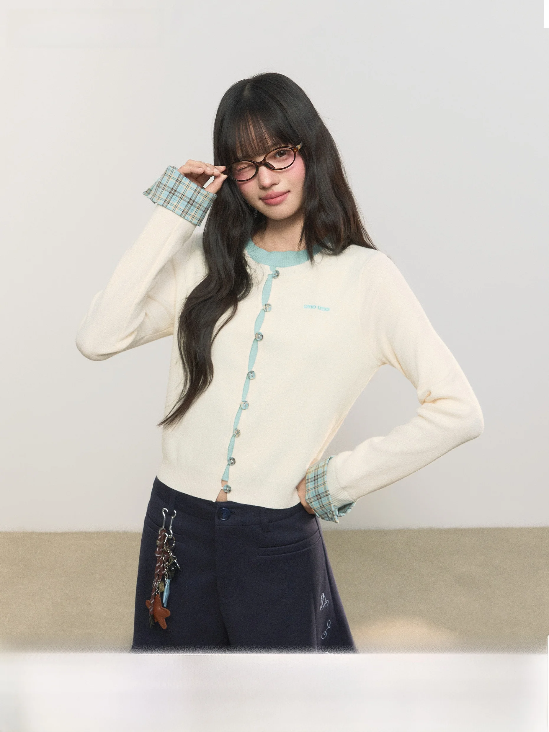 

Casual Umoumo Knitted Sweater Color Blo Plaid Design Crew Ne Long Sve ort Sle Polyester Blend Fiber Spring Autumn ...