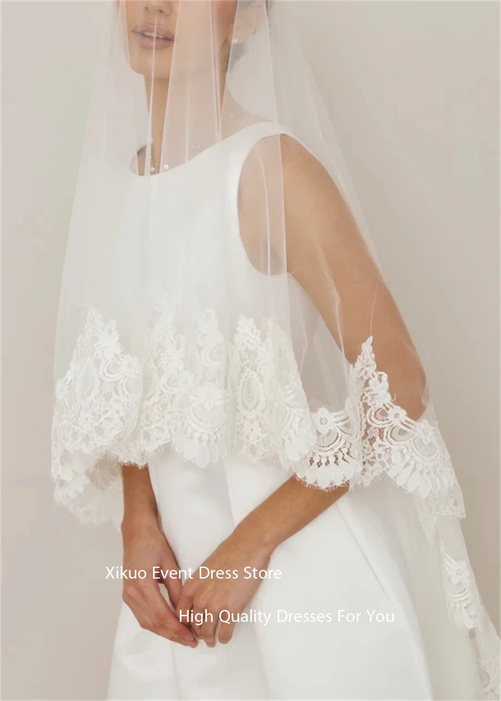 Xikuo senza maniche scollo rotondo abito da sposa backless mini lunghezza abiti da sposa una linea abiti da sposa per ragazza personalizzata