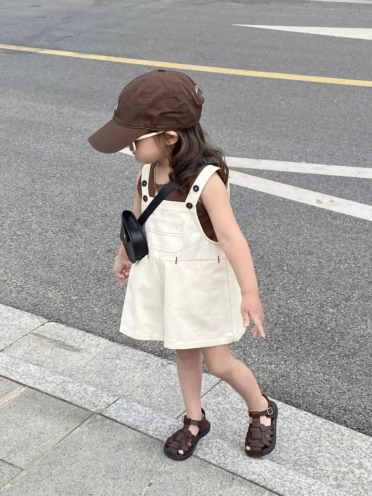 2023 Children Sets Waistcoat Sleeveless Pullover O-neck Collar Overalls Above Knee Length Loose Solid Cotton Fashion Cool Kids