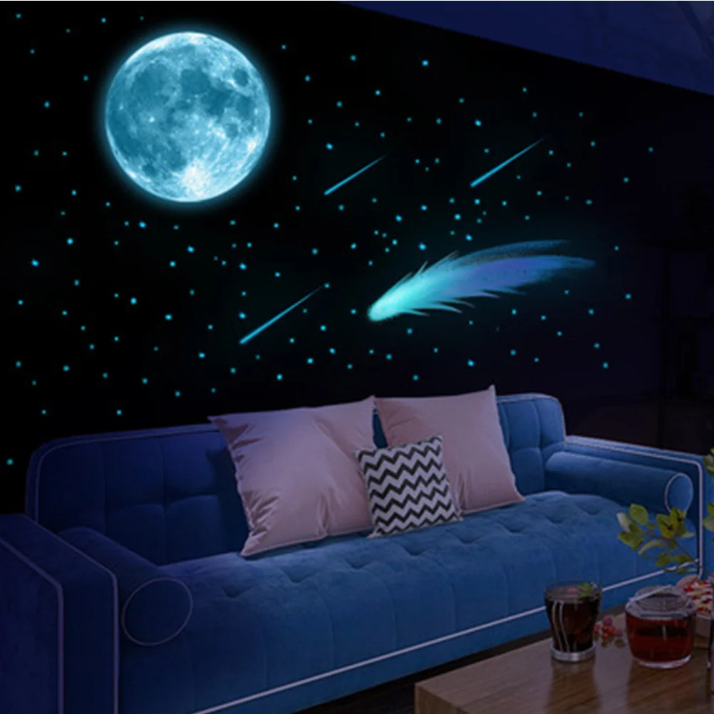 

1Set Bedroom Wall Sticker Full Moon Luminous Glow in The Dark Sticker Night Glow Lunar Kids Space Decor Wall Stickers