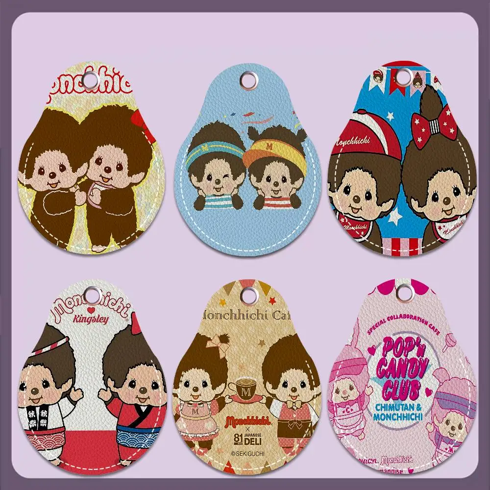 Anime M-Monchhichi Water Drop Access Card Case Anti-lost Fingerprint-proof Card Holder Keychain Anti-fall Accessories