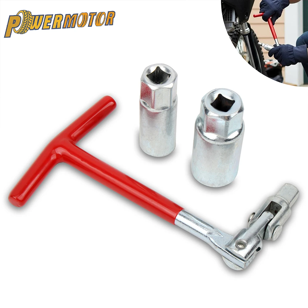 

Universal 3 in 1 Car Motorcycle Spark Plug Socket Wrench Set 16mm 5/8" & 21mm 13/16" T-Handle Repair Tool Kit Remover Installer