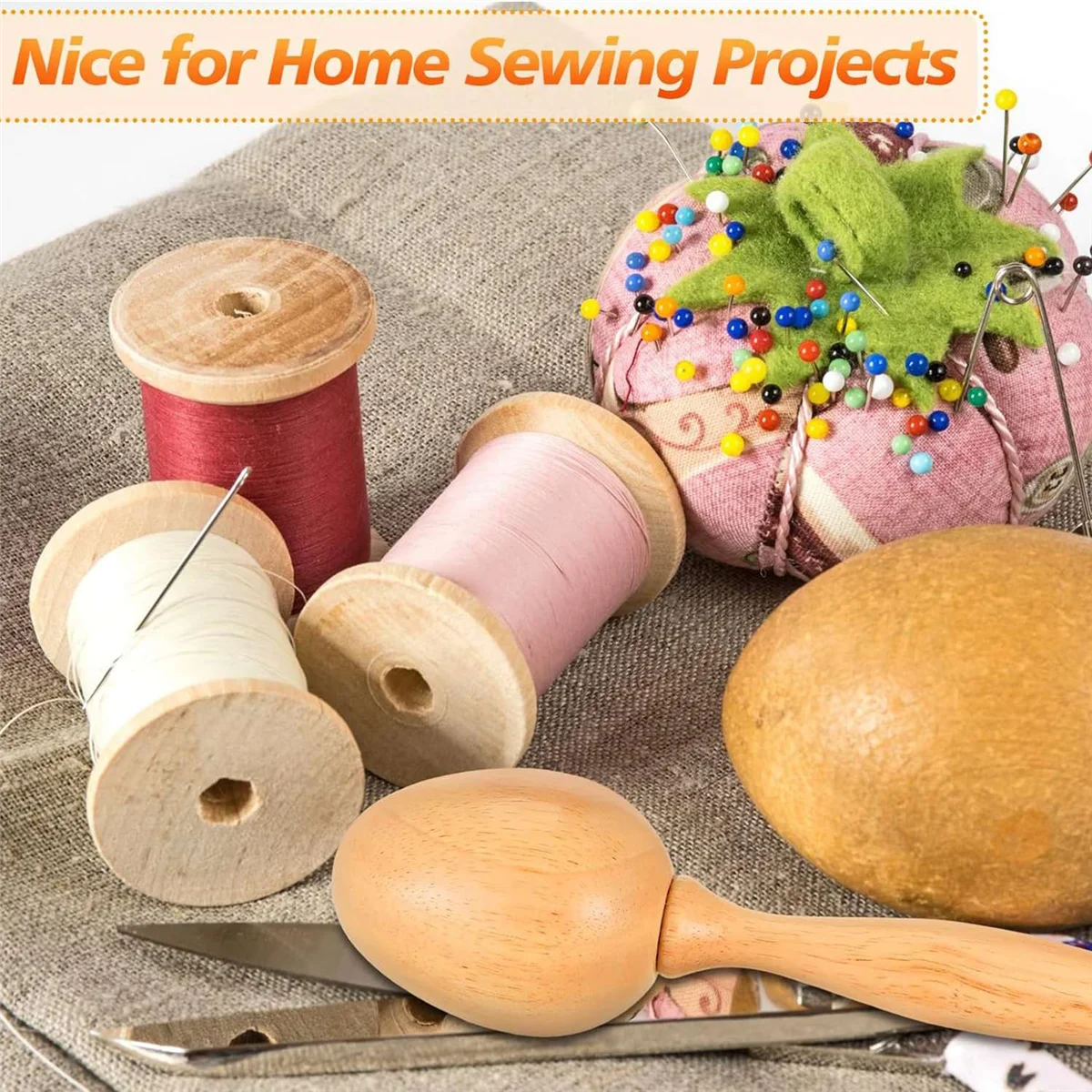 A95I-2 قطعة مجموعة لوازم جريئة بيضة جريئة للجوارب مستلزمات رمي الفطر الخشبية مع خياطة إبر العين #3