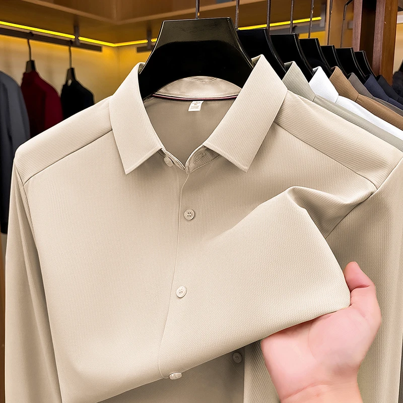 High End Quality Man Shirts Casual Office Wear Autumn Tee Tops Premium Men Business Spring No-iron Long Sleeve Clothes Wholesale