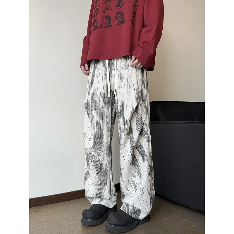 Pop Corduroy Pants Men Fashion Retro Casual Pants Men Streetwear Hip-hop Loose Tie Dye Pants Mens Vintage Trousers Large Size 4X