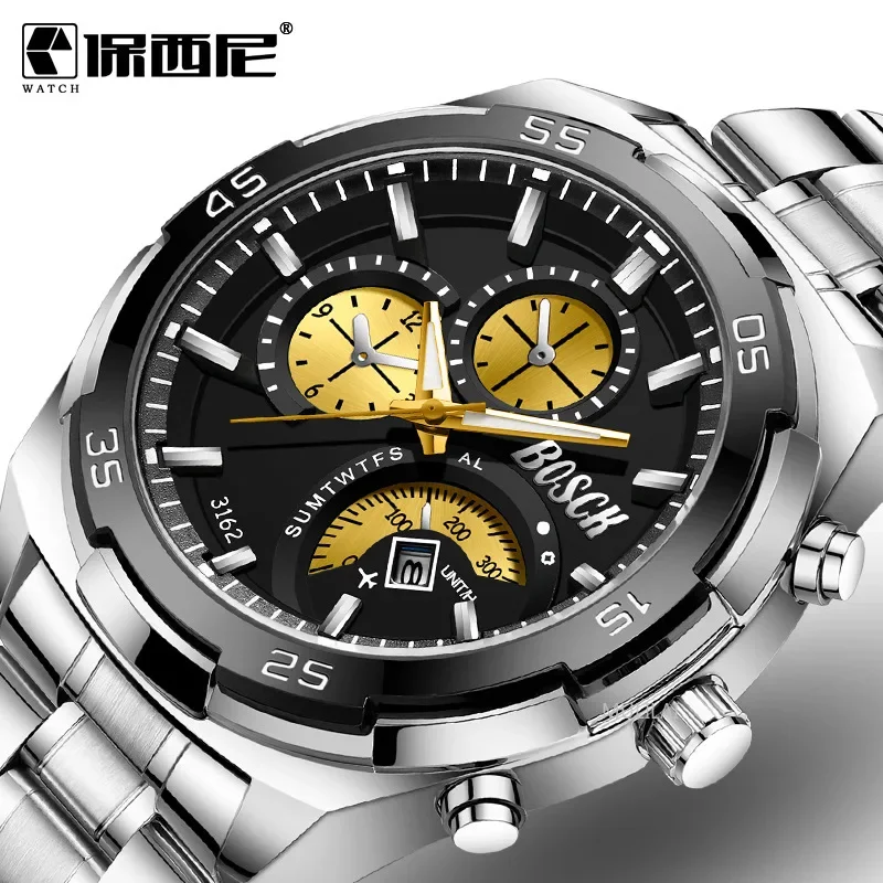 Men Watches Luxury Brand Sport Quartz Watch Men Chronograph Waterproof WristWatch Stainless Steel Date Clock Relogio Masculino