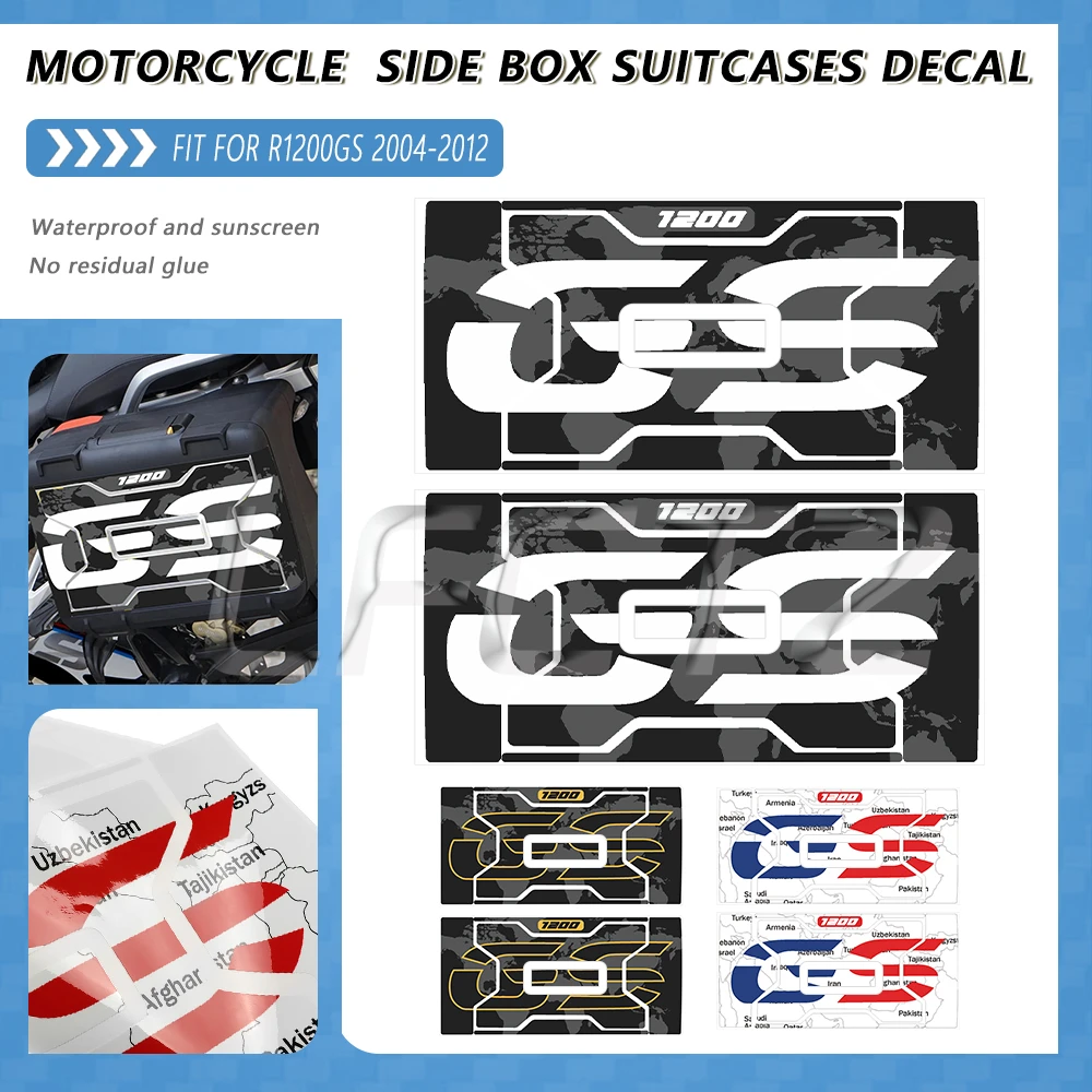 Fit for 2004-2012 R1200GS R1250GS R 1200 1250 GS Motorcycle Panniers Vario Case Stickers Side Box Trunk Luggage Case Decals