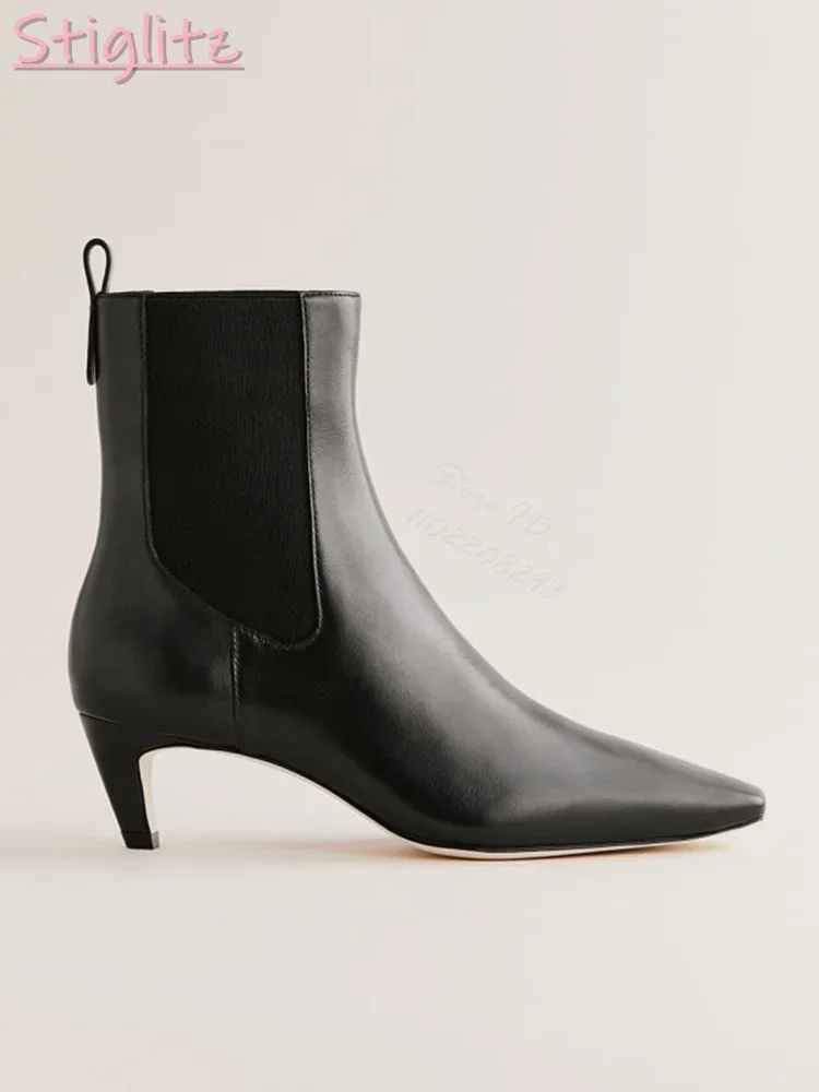 Retro Suede Chelsea Boots Low Heel Solid Pointed Stiletto Ankle Socks Boots Slip-on 2025 Autumn New Office Lady Fashion Shoes