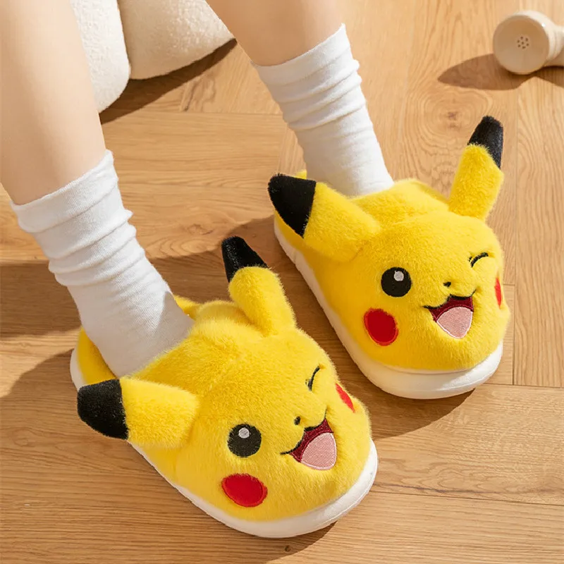 

Kawaii Pokemon Anime Pikachu Children'S Cotton Slippers Winter Leisure Home Plush Shoes Indoor Warm Anti-Skid Christmas Gifts