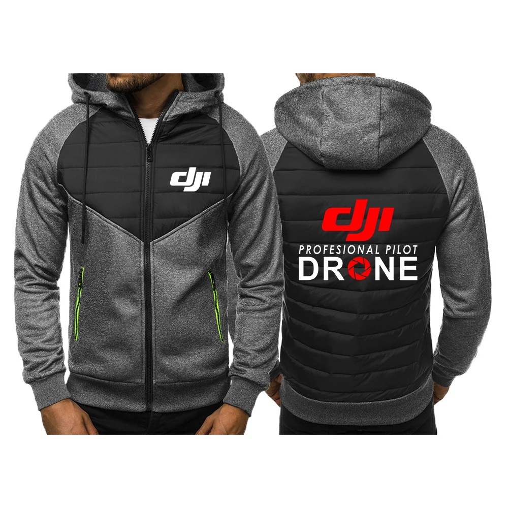 Dji المهنية الطيار الطائرة بدون طيار 2023 الخريف الشتاء الرجال العلامة التجارية الطباعة مقنعين جديد ثلاثة ألوان القطن مبطن الملابس خليط معاطف