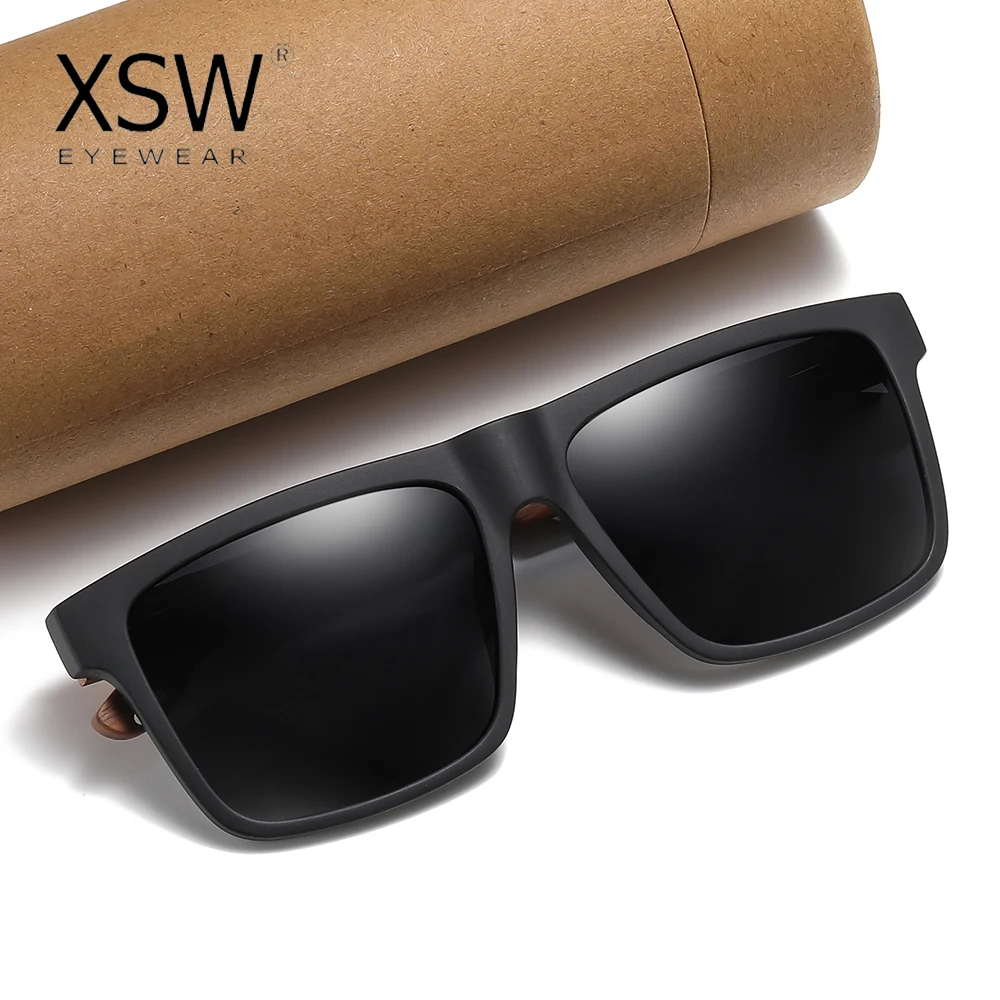 XSW Vintage Bamboo Wooden Sunglasses Handmade Polarized Mirror Fashion Eyewear sport glasses in paper Box 5565