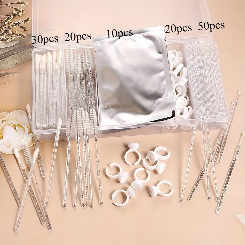 130 pcs set  Glue Tweezer  Organizer makeup With Cover Rectangle Vertical 5 Grid Eyelash Extension Tool Storage BoxHolder Makeup