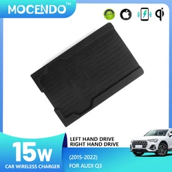 3 coils 15W simple fast durable Car Wireless Charger for Audi Q3 2015 2016 2017 2018 2019 2020 2021 2022