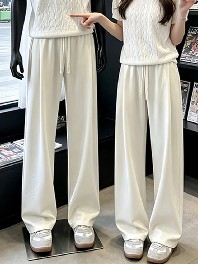 Cleanfit Ice Silk Men's Casual Pants Summer Straight Leg Drapey Pleated Loose Fit Comfortable Breathable Polyester Blend