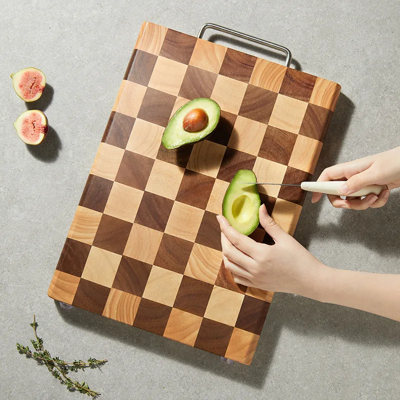 Checkerboard acacia wood cutting board, kitchen household antibacterial and mildew prevention wood chopping board