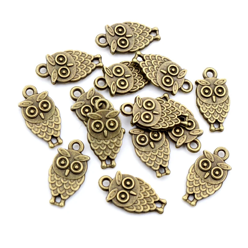 30pcs 15x8mm 19x10mm Antique Silver Plated Bronze Owl Handmade Charms Pendant DIY Jewelry Accessories for bracelet necklace