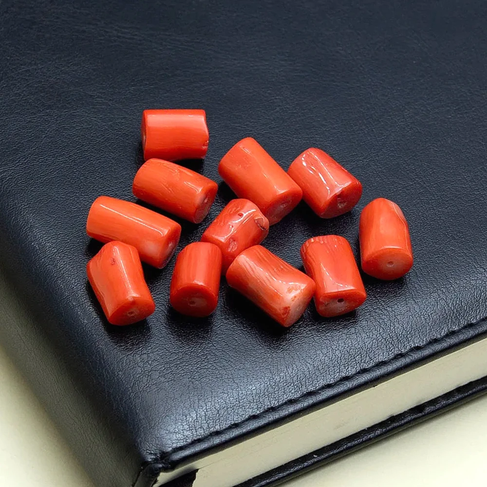 البرتقال العمود شكل المرجان الطبيعي فضفاض الخرز صنع عقد دي اي واي سوار مجوهرات اكسسوارات 8x10-9x14-15 مللي متر 1 قطعة