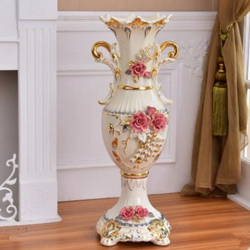 

European Ceramic Flower Vase, Living Room Arrangement, Dry Flower Vase, Large TV Cabinet, Home Decoration