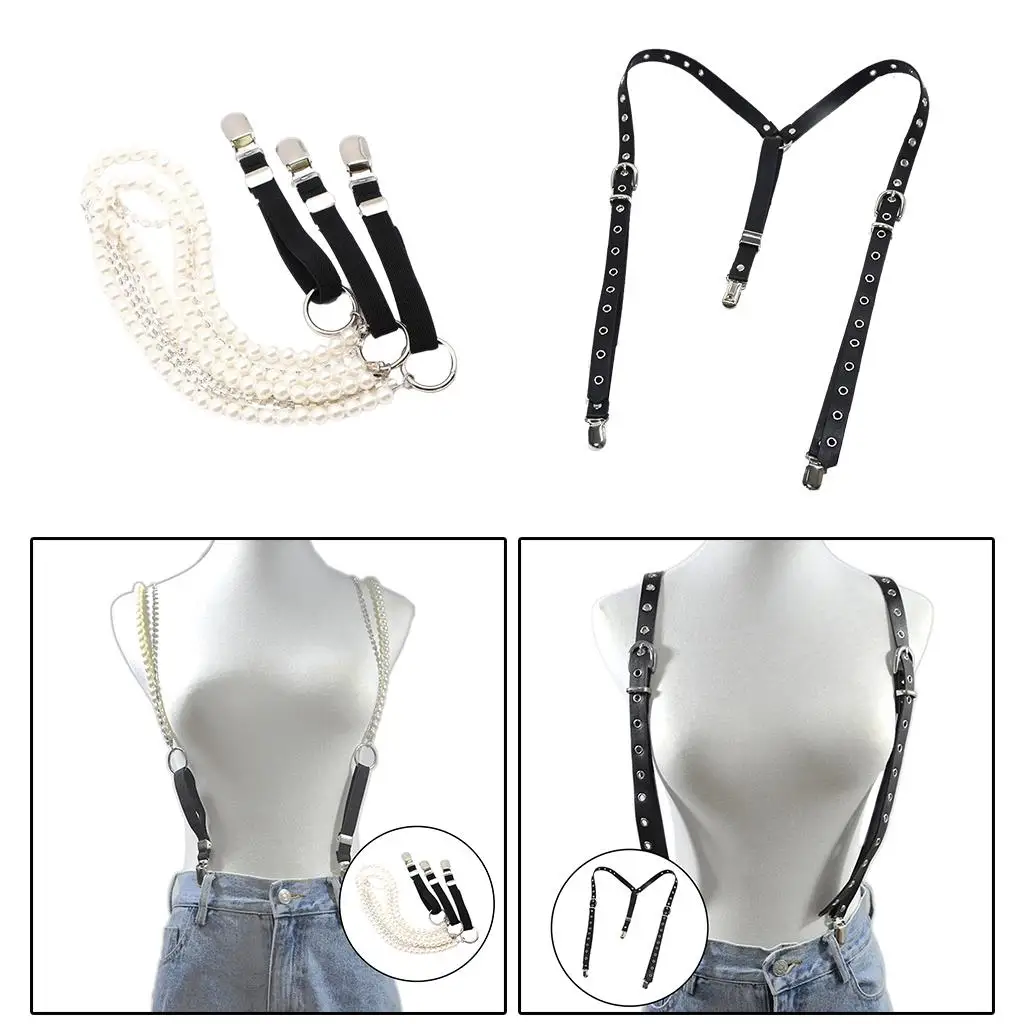 Suspenders Women Y-Shape Back Metal Clips Adjustable Trousers Belt