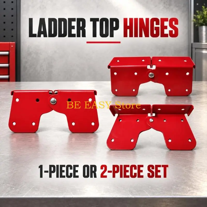 E28F Anodized Folding Ladder Hinge Replacement with Multi-Hole Plates for Comparing Existing Hardware Before Installation