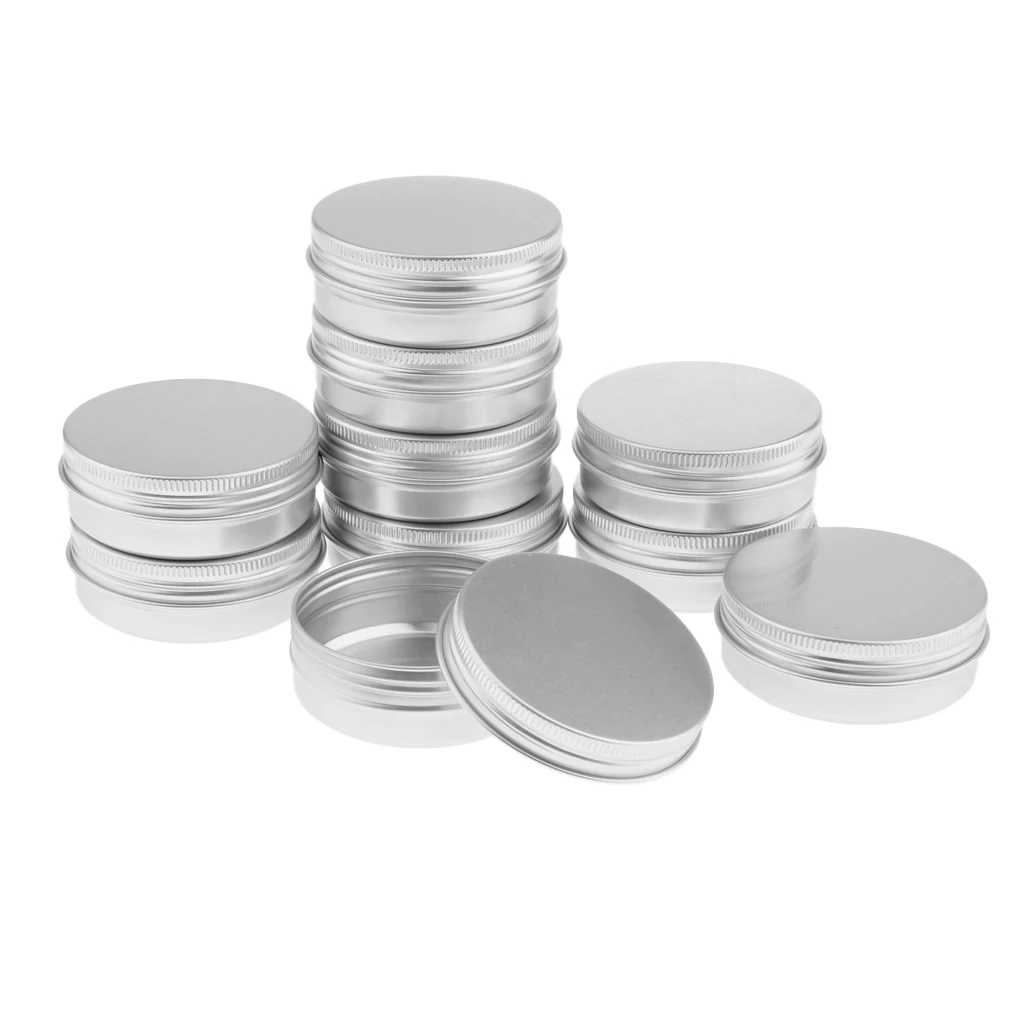 Set Van 10 Ronde Aluminium Lippenbalsemcontainers-60Ml Capaciteit