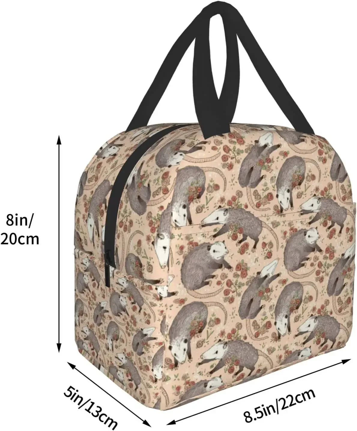 Opossum et sac fourre-tout poubelle pour femmes, cadeaux à la mode, boîte à lunch isolée pliable simple, sacs de nourriture scolaire pour enfants