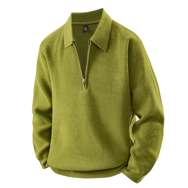 

Thickened Zipper Collar Hoodie New Fashionable Casual Long-sleeved Men's Knitted Sweater Autumn Winter Which Both Fashion Warm