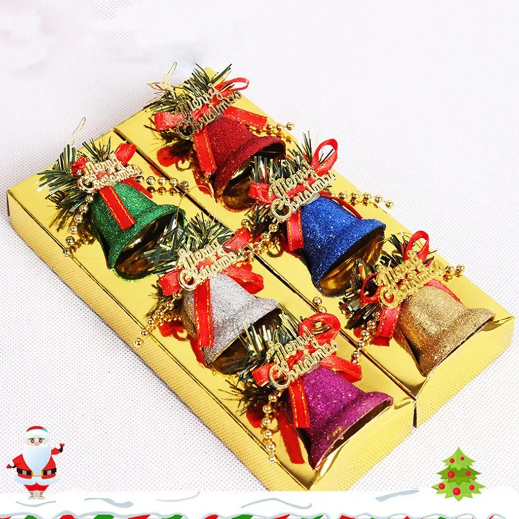 

6Pcs Colorful Christmas Bell Xmas Tree Decoration Hanging Bells Christmas Gift Box Bell Decor Navidad Natal Happy New Year 2025