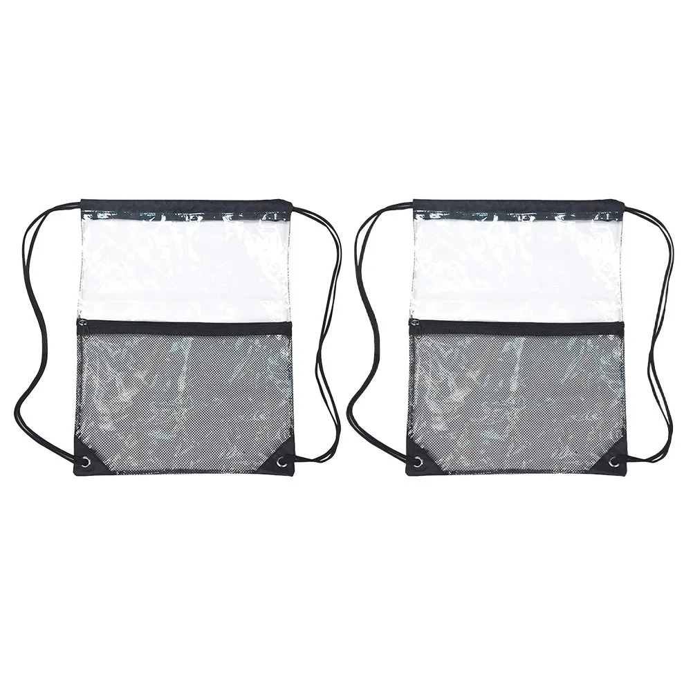 

2 шт. водонепроницаемые прозрачные дорожные сумки-мешки на шнурке, прозрачные сетчатые спортивные сумки для пляжа, спортзала, плавания, для хранения вещей, для пловцов