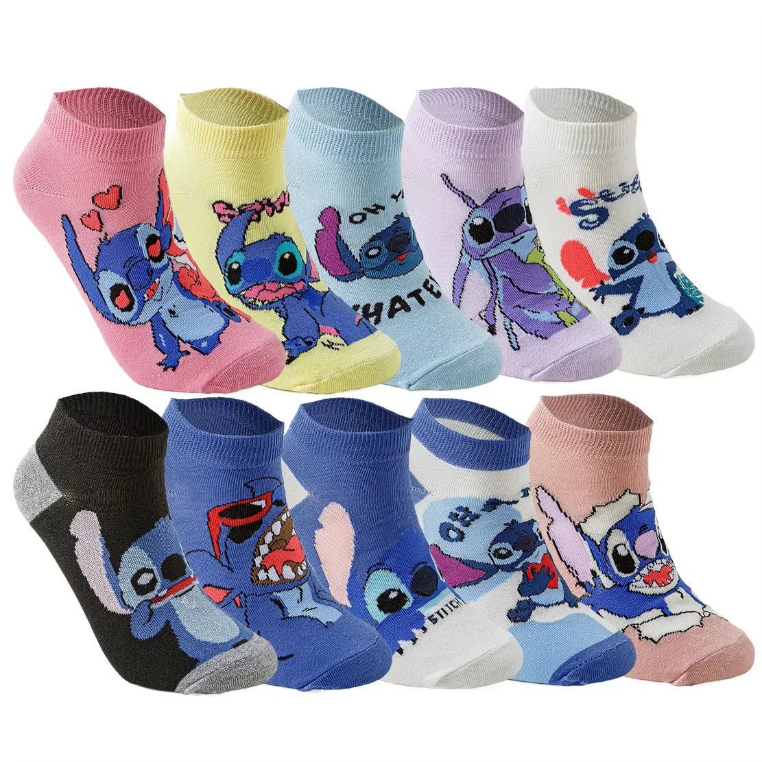 10Pairs Disney socks Cartoon Anime Socks for Men Women Hip Hop Street Fashion Novelty short boat Socks