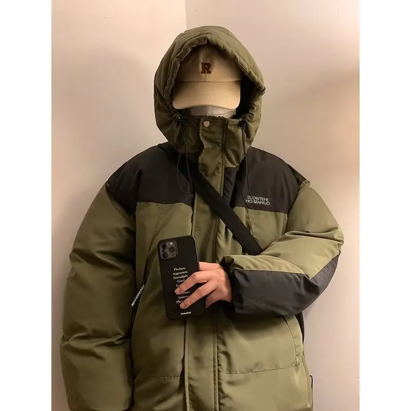 

Зарядная куртка, хлопковая мужская зимняя куртка, модная брендовая уличная модная хлопковая куртка с капюшоном, трендовая толстая свободная куртка