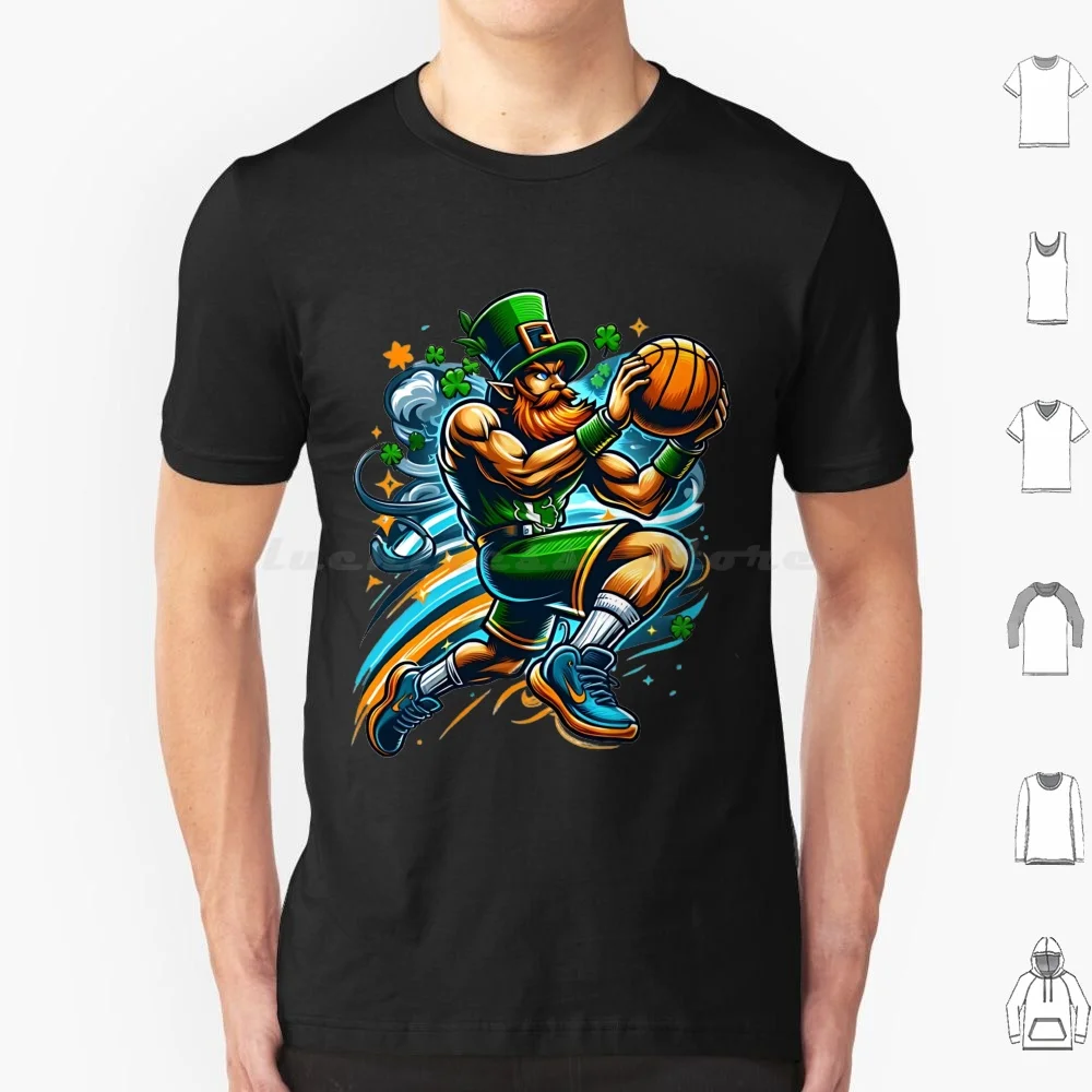 Man Playing Basketball On Saint Day Player Lover Team T Shirt Big Size 100% Cotton Day Irish Ireland Shamrock St Paddys Day