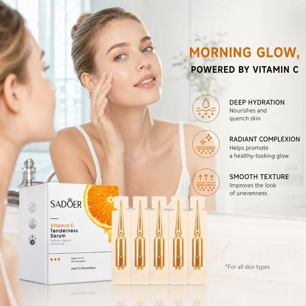 Vitamin C Tenderness Serum Ampoules Dark Spots Freckles Removal Hyaluronic Pore Minimizer Moisturizing Wrinkle Reduce Golder