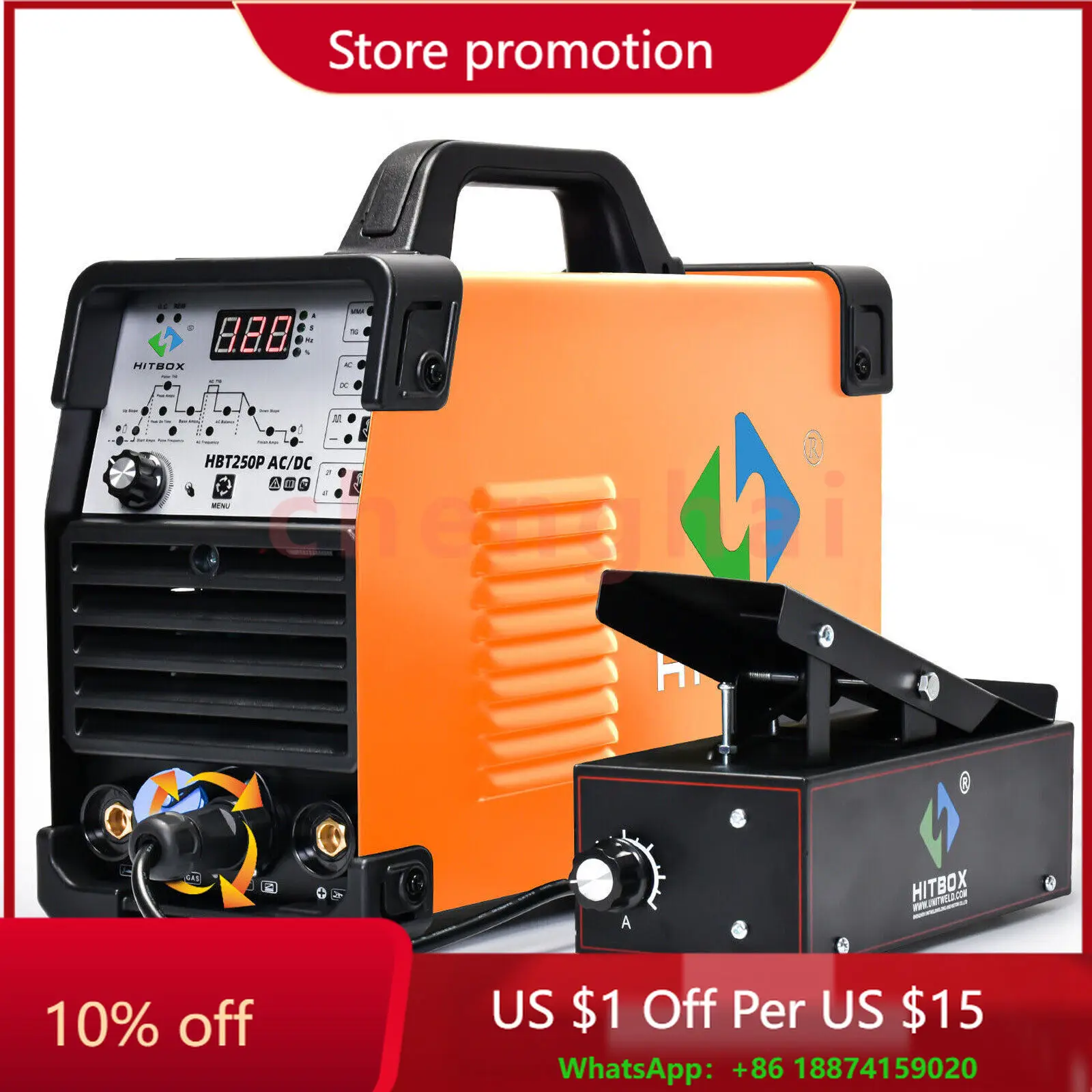 

HF Aluminum Tig Welder AC/DC Pulse MMA Tig Welding Machine 200A 220V +Foot Pedal