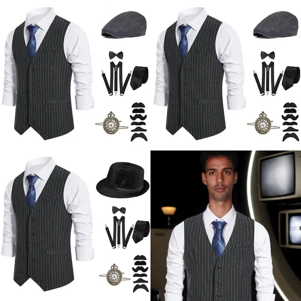 

R1WE 1920S MENS COSTUME, ROARD 20S COSTEUS ACCOSEUS SET PAST PACK POCKT