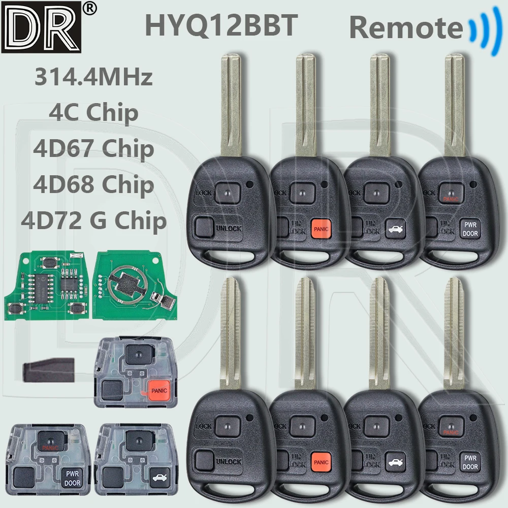 DR HYQ12BBT 314.4MHz 4C/4D67/4D68/4D72 G Chip Car Remote Key For Lexus Toyota ES330 SC430 RX330 RX350 RX400H LS430 2004-2010
