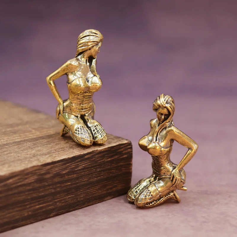 Cross-Border Hot Selling Brass Kneeling Goddess Sexy Beauty Model Figurine Statue Craft Desktop Home Decoration