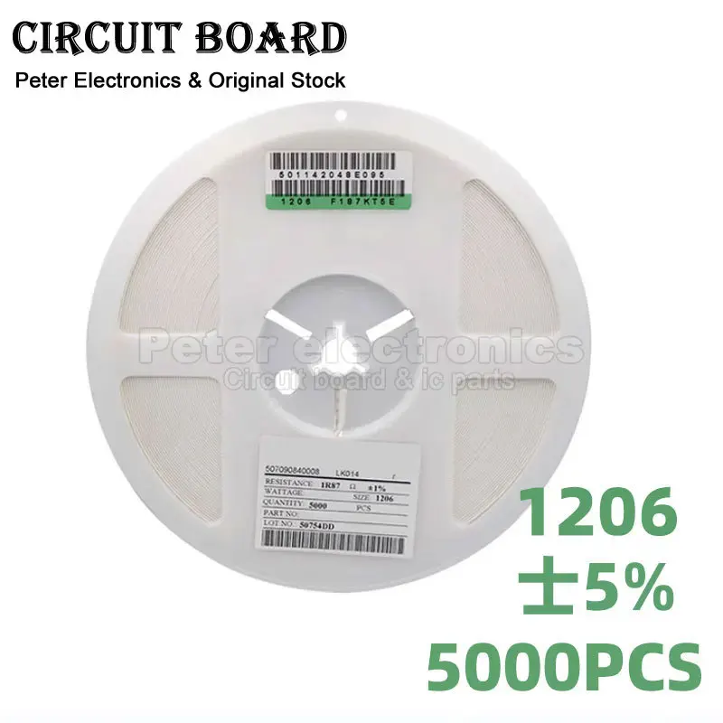 5000szt 1206 5% SMD Rezystor 0R ~ 10M 1/4W 1 10 100 150 220 330 470 Ohm 1K 2K 2.2K 4.7K 10K 100K 1R 10R 100R 150R 220R 330R 1M