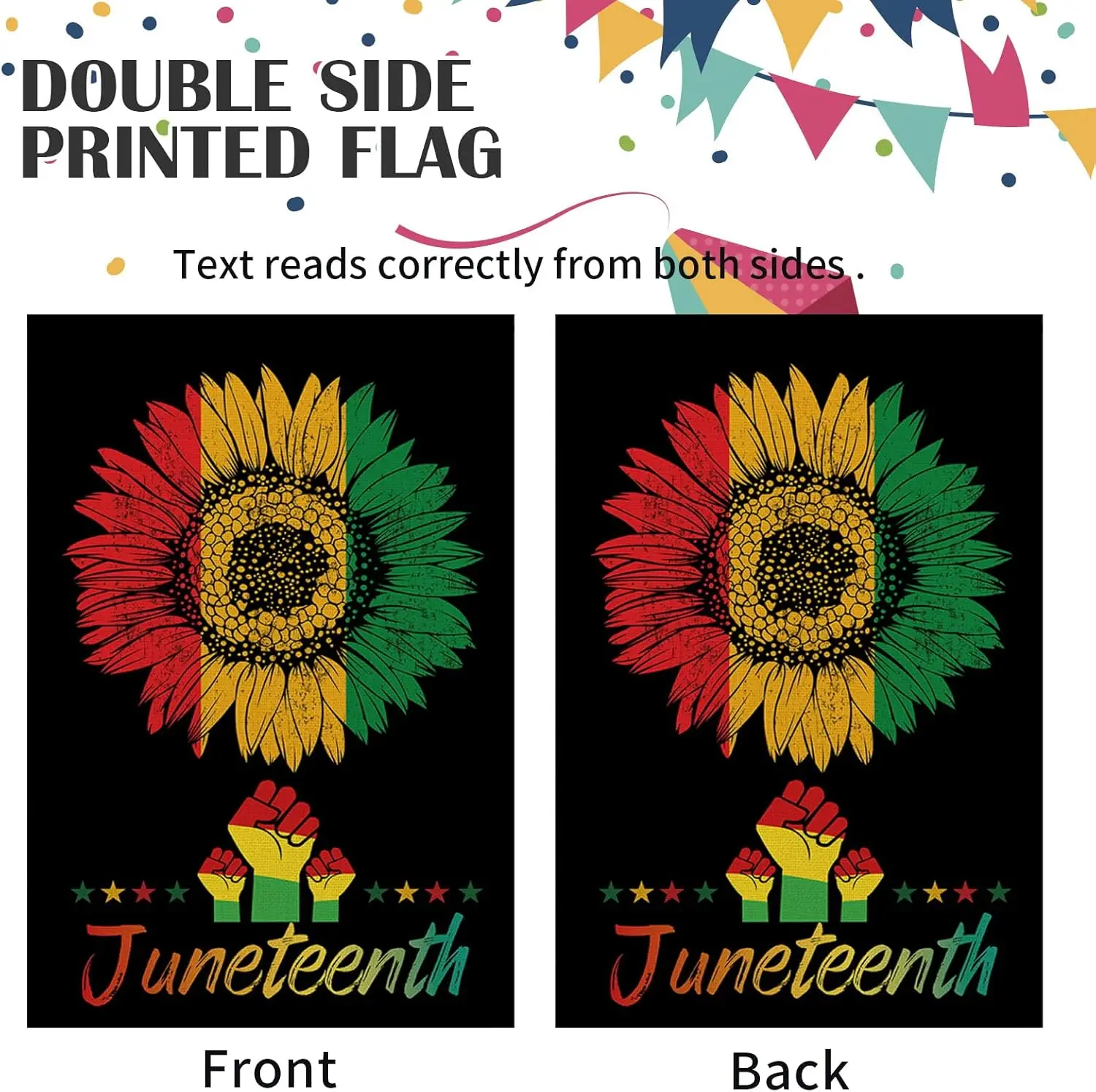 Juneteenth Garden Flag, 12×18 Inch, Double Sided Juneteenth Garden Yard Outdoor Flag, June 19 1865 African American Juneteenth F