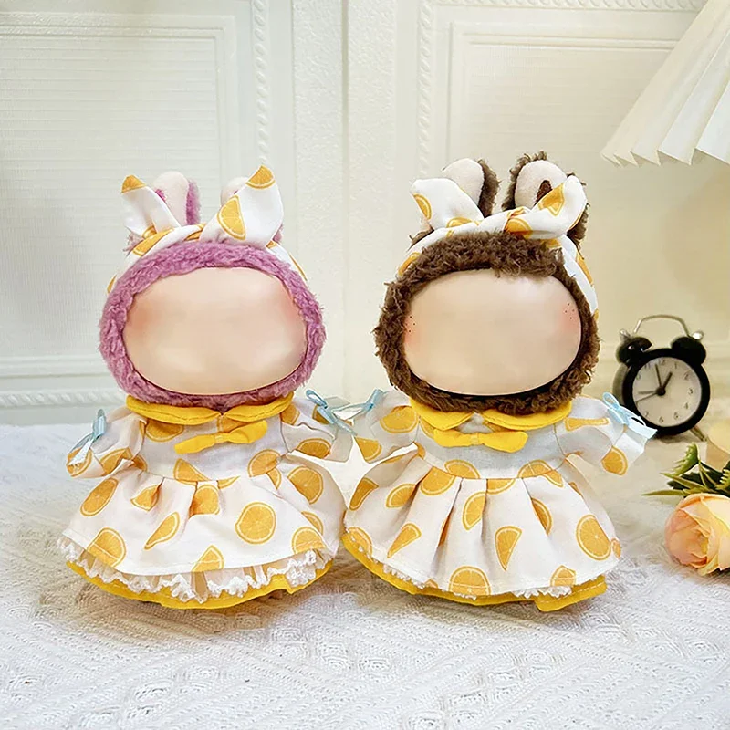 Simpatici mini vestiti per bambole di peluche Solo abiti Accessori di abbigliamento per bambole Labubu da 17 cm Maglione con cappuccio Abbigliamento Regali per bambini fai da te