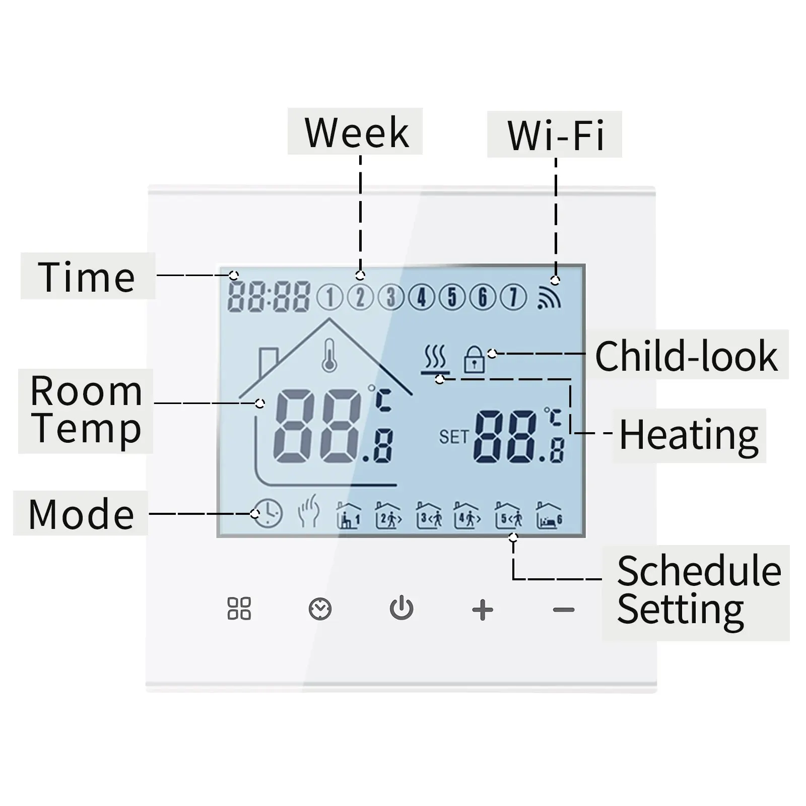 電気床暖房サーモスタット,温度コントローラー,wifi,電気,給湯器,3a,16a,1個