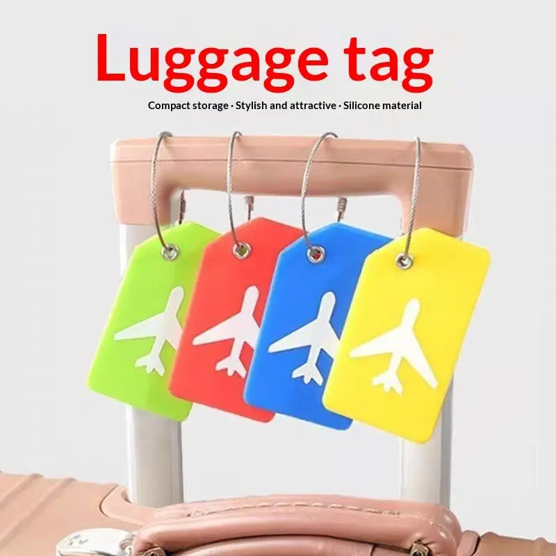 1Pc Soft Silicone Luggage Tag 7 Optional Colors Boarding Pass Baggage Name Label For Women Men Travel Use