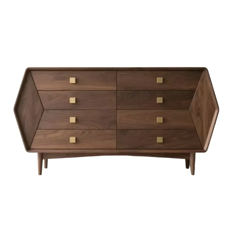 

h American Black Walnut Eight-bucket Cabinet Storage Side Cabinet Living Room Bedroom Solid Wood Storage Drawer Locker