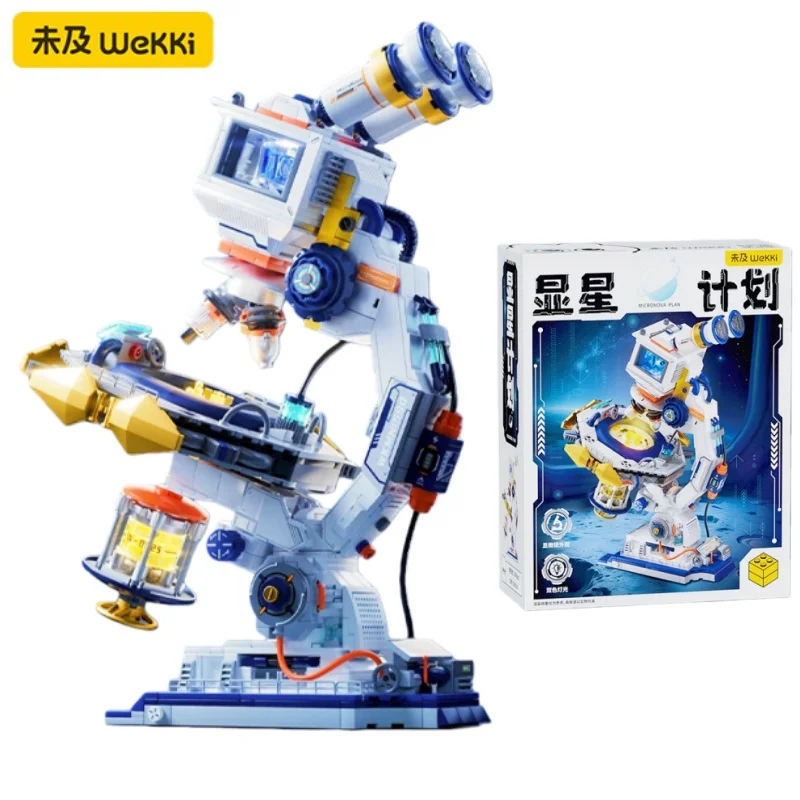 WWekki Blocos de Construção Crianças Tecnologia Criativa Brinquedos Modelo de Microscópio Pequenas Partículas 3D Quebra-cabeça Montagem Coleção Presente