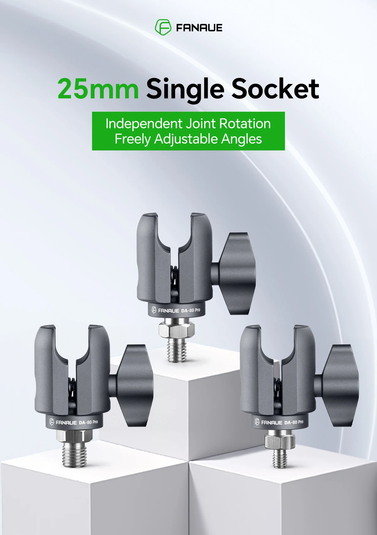 FANAUE Schwenkarm-Halterung Kompatibel mit 1 Zoll Kugelhalterung mit M6/M8/M10/1/4 Zoll Schraube/25mm Kugel für Fahrrad- und Motorradkameras – Detail 1