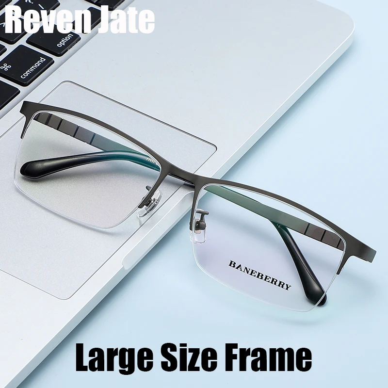 Reven Jate 71111 Optical Glasses Large Size Pure Titanium Frame Prescription Eyeglasses Rx Men Glasses Eyewear for Big Face