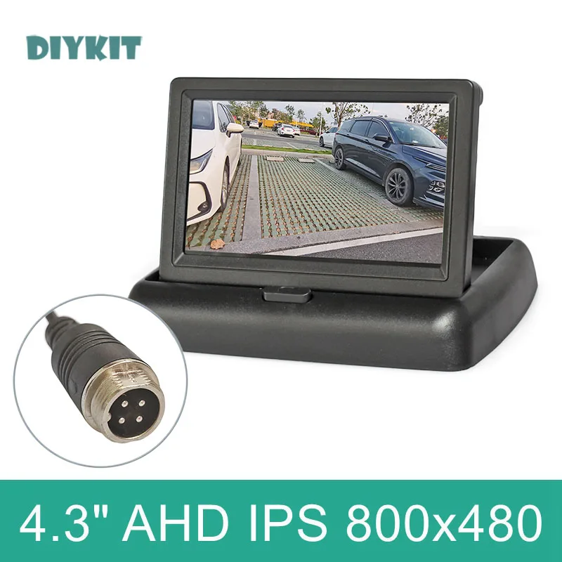 DIYKIT 4.3inch 4PIN AHD IPS 800*480 Foldabel Rear View Car Monitor Backup Monitor for AHD Camera CVBS Car Camera