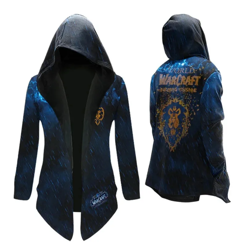 معطف دافئ من World of Warcraft Alliance القبلي بأكمام طويلة بالإضافة إلى WOW للرجال من Trench Narut Demon Slayer ملابس تنكرية لعيد الميلاد