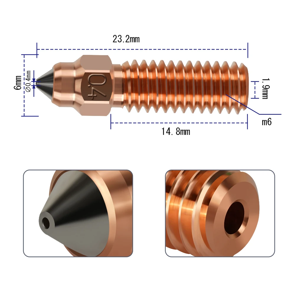 For Ender 3 V3 KE Bimetal Nozzle Chromium Zirconium Copper Body Hardened Steel Inset Nozzles For Creality K1 K1MAX 3D Printer