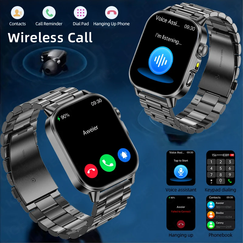 FOXBOX 2026 New Smart Watch Health Analysis ECG+PPG Bluetooth Call Blood Oxygen LED Flashlight 2.01 Inch Women Men's Smartwatch